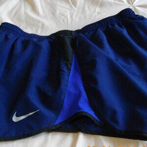 Nike Women's Dri-Fit running shorts, navy blue/blue. Medium.
